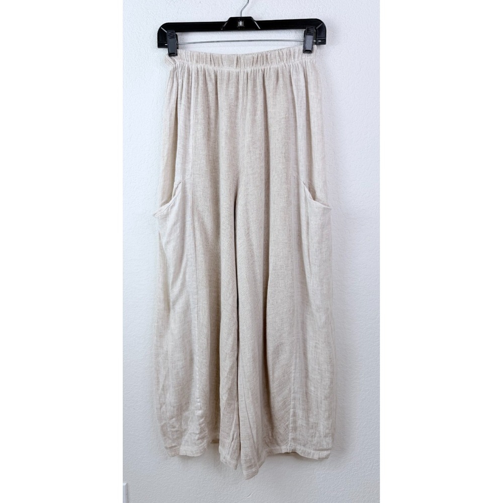 Marisma Linen Wide Leg Pants One Size Neutral Loose Fit Made in Italy Lagenlook
